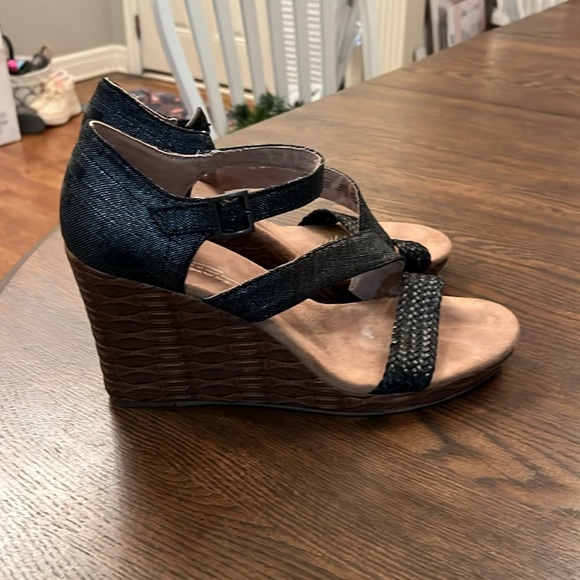 Toms Heels Sienna Ankle Strappy Cork Wedge Sandals 301215, Women’s size 10 - Picture 1 of 7